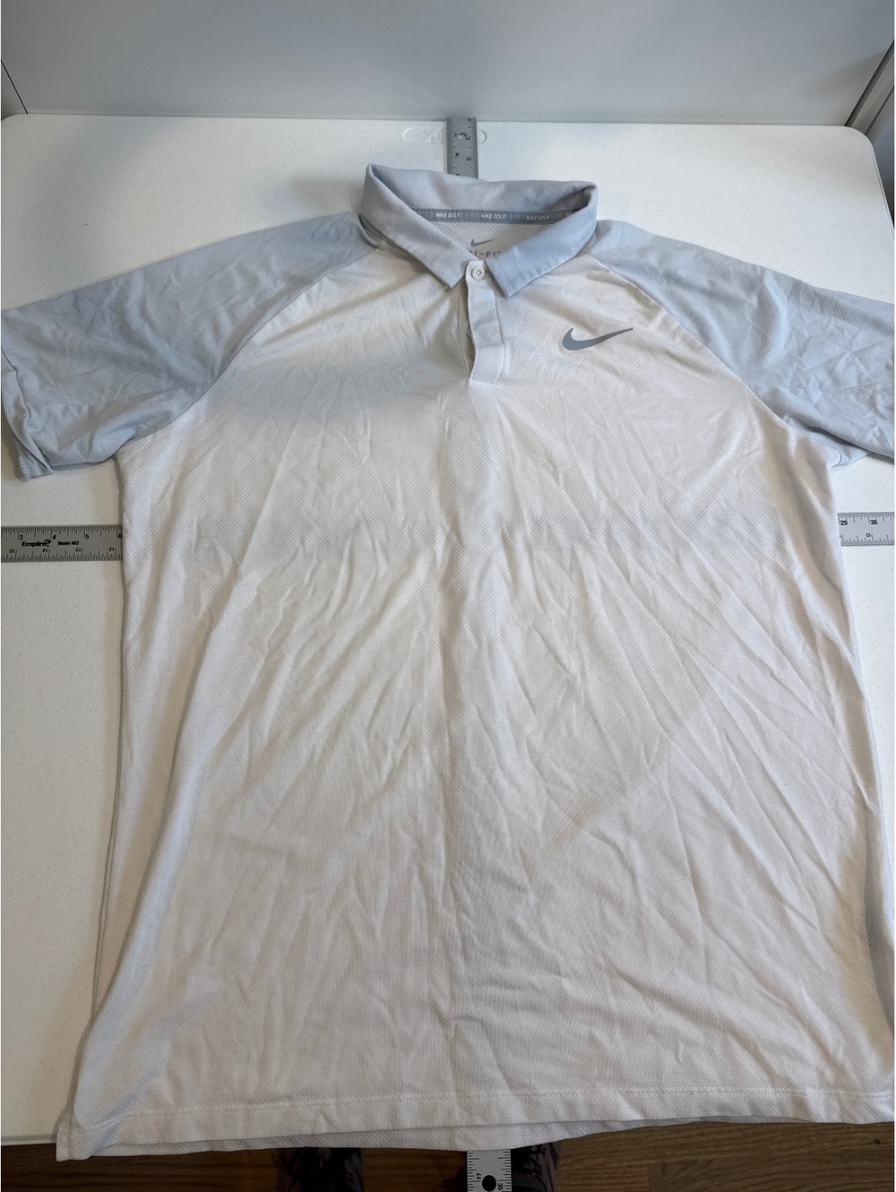 NIKE GOLF POLO WHITE GRAY SIZE LARGE 11-11